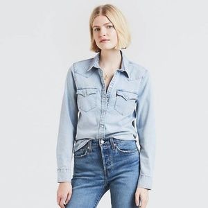 Levi’s Pearl Snap Chambray Western Wear Shirt Med